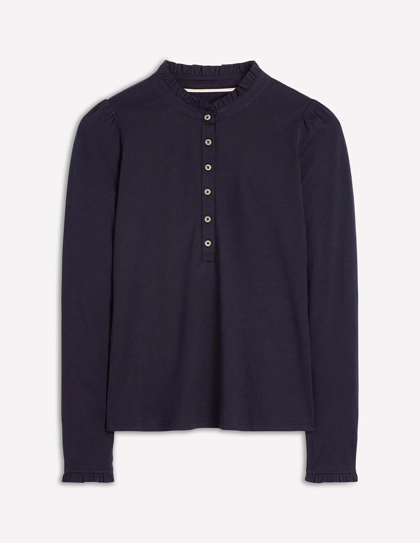 Supersoft Frill Henley Top-Navy - 1