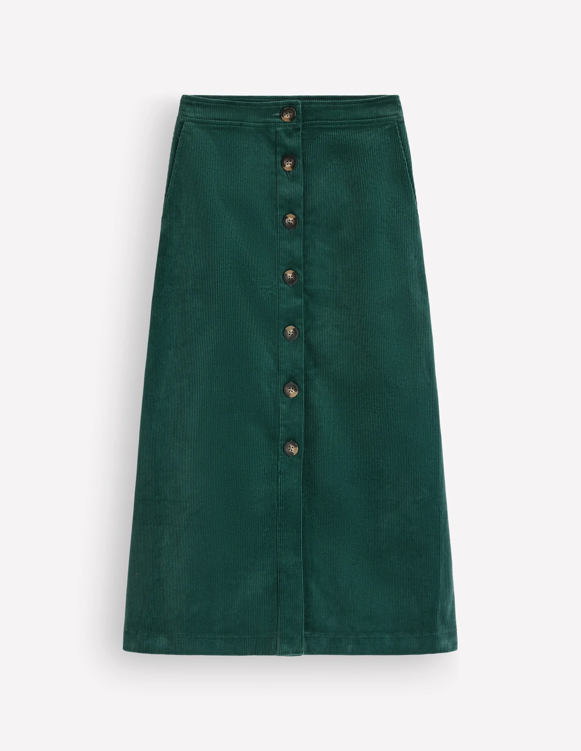 Val Button Cord Midi Skirt-Midnight Teal - 1