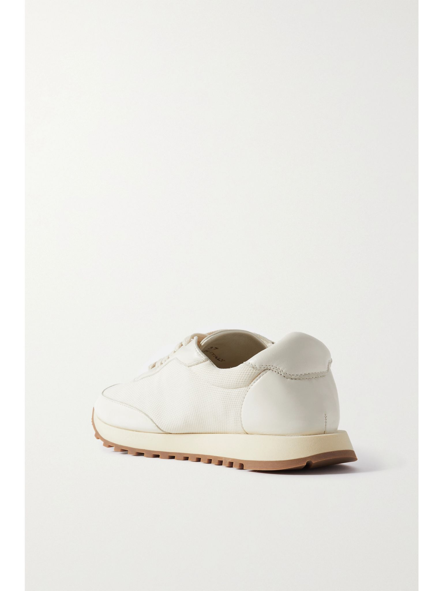 Owen Runner leather and mesh sneakers Cream - 3