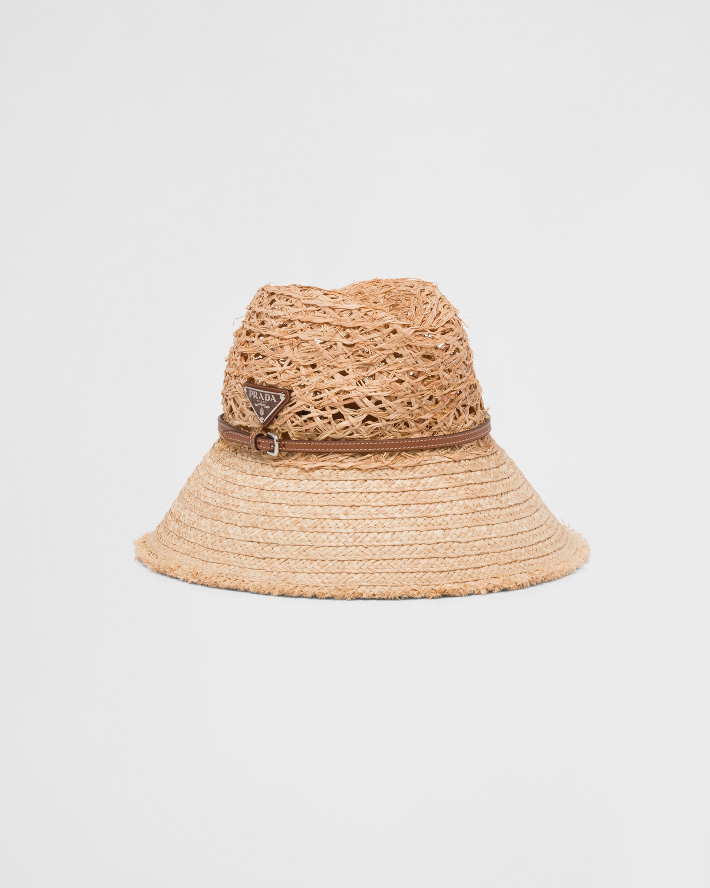 Woven fabric wide-brim hat - 1