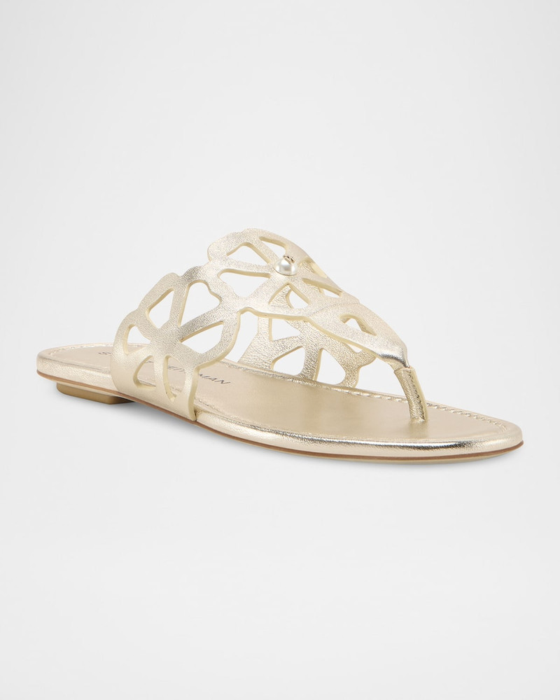 Stuart Weitzman Jasmine Metallic Cutout Thong Sandals outlook