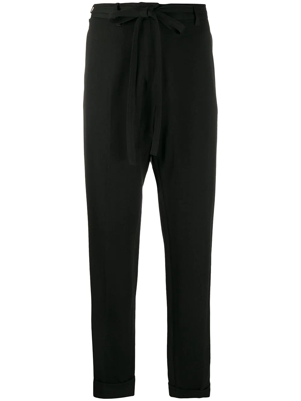 tied-waist tapered trousers - 1