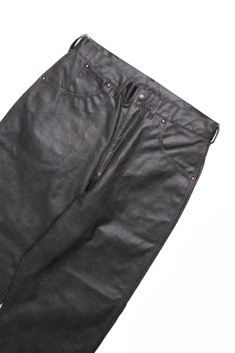 BEAMS PLUS Painter Pants Lined Aged Fake Leather - Black outlook