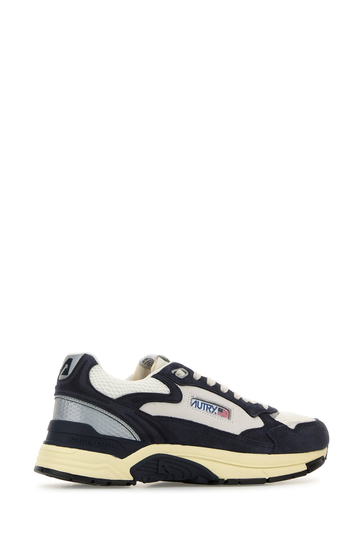 Two-tone leather and mesh Hyperway sneakers - 3