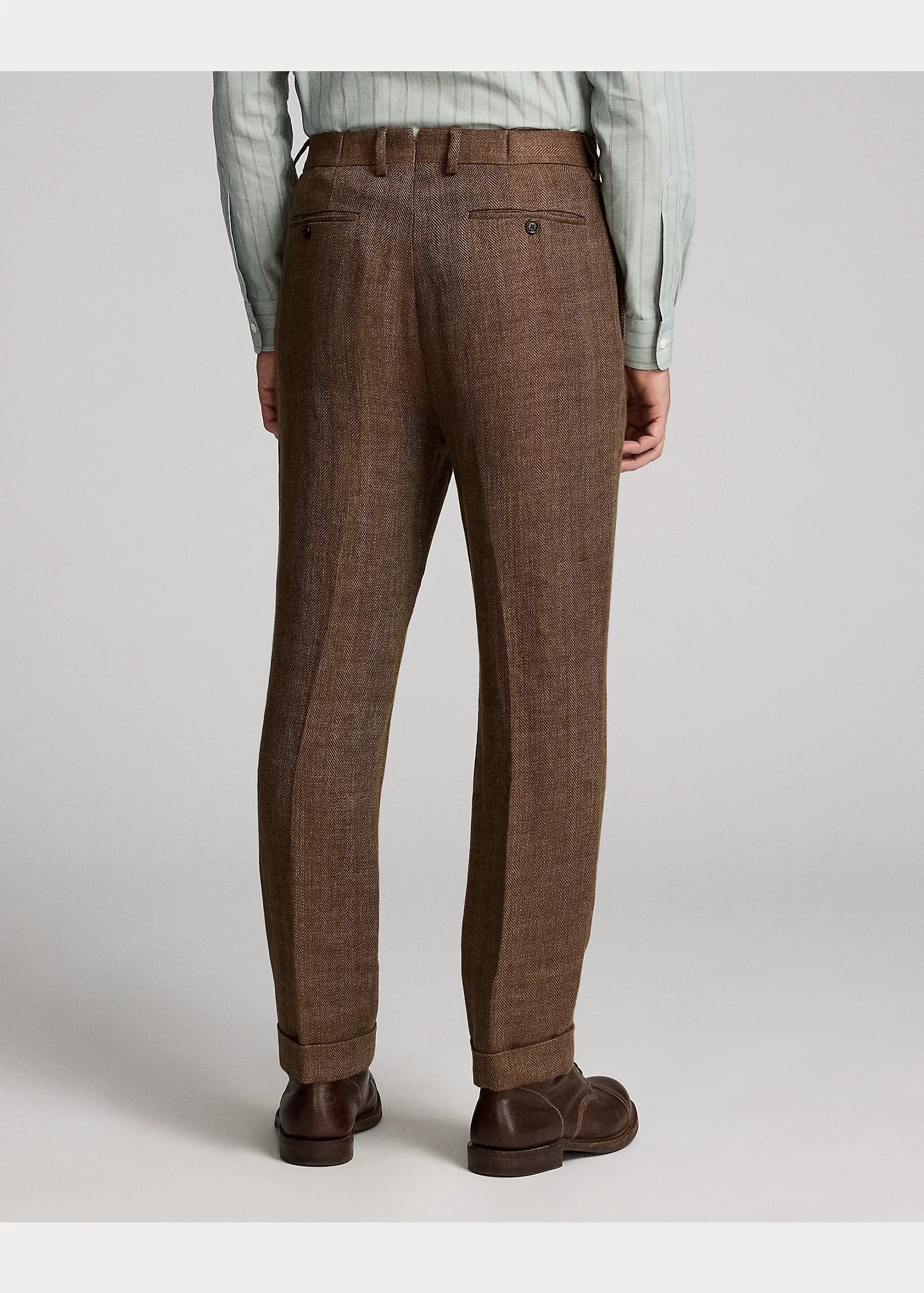 Slim Fit Linen Herringbone Suit Trouser - 4