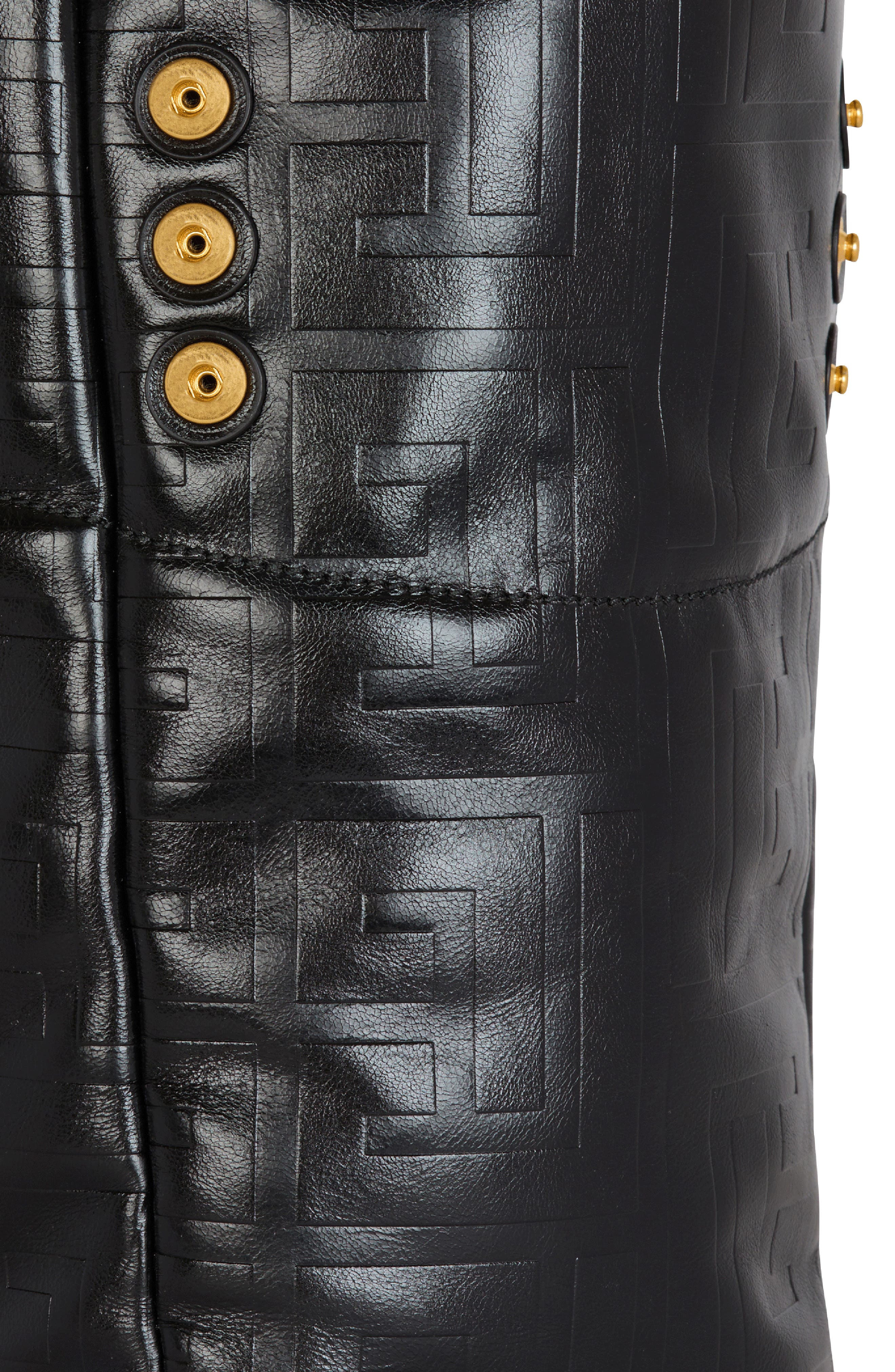 Balmain 1945 Monogram Embossed Soft Leather Tote in 0Pa Black at Nordstrom - 5