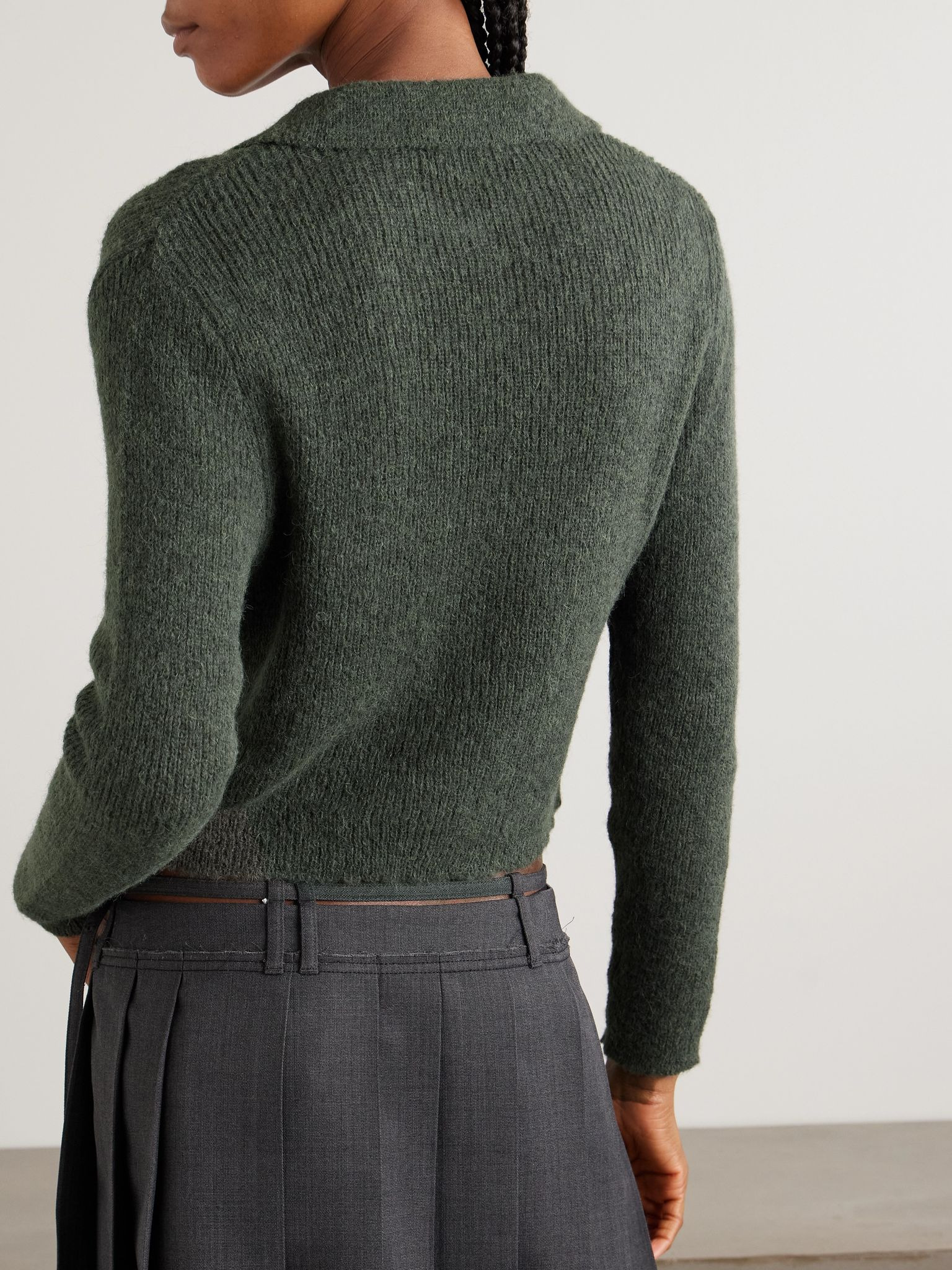 Mazzy brushed alpaca-blend cardigan Green - 3