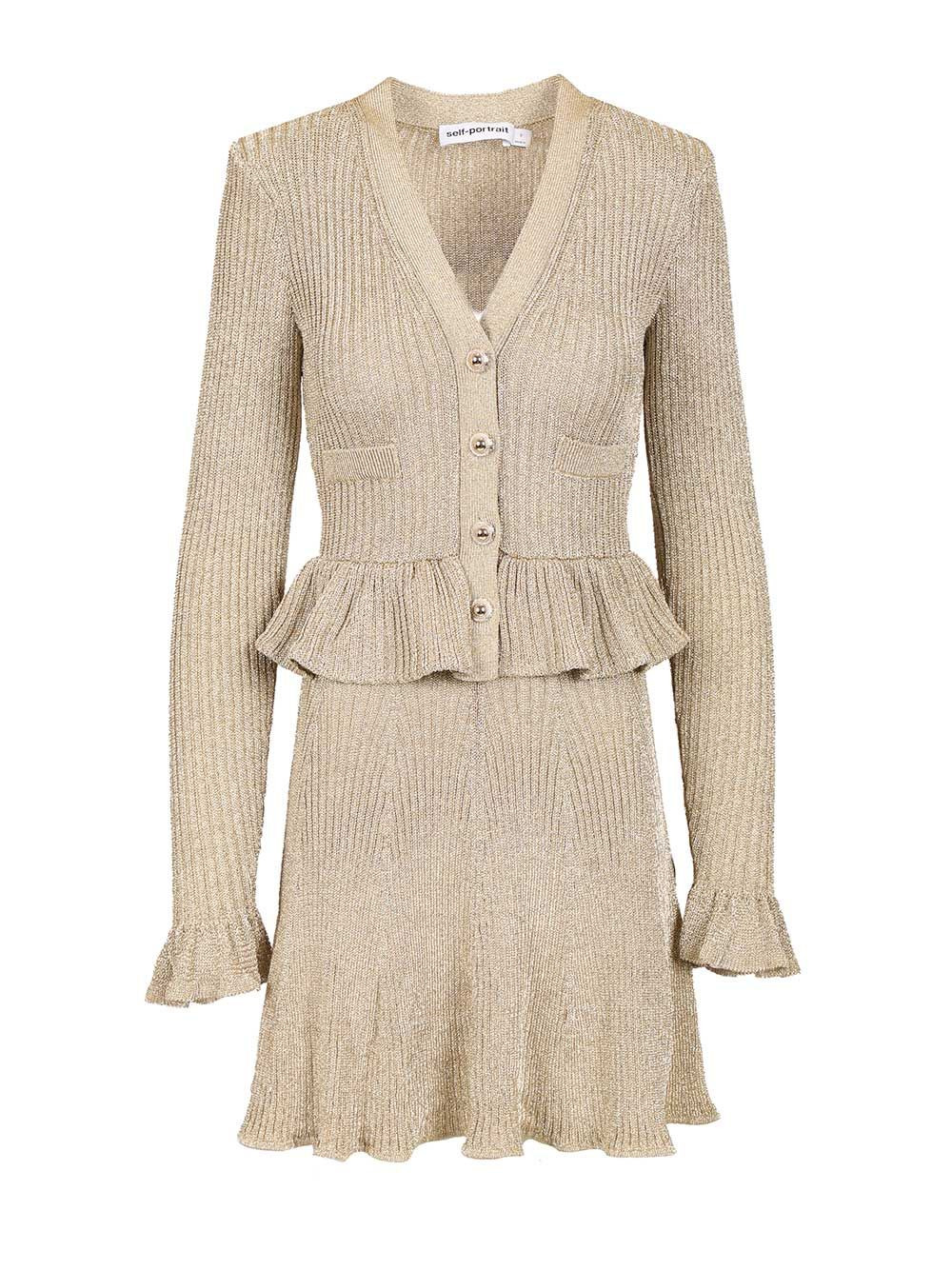 Knitted Mini Dress Dresses Gold - 1