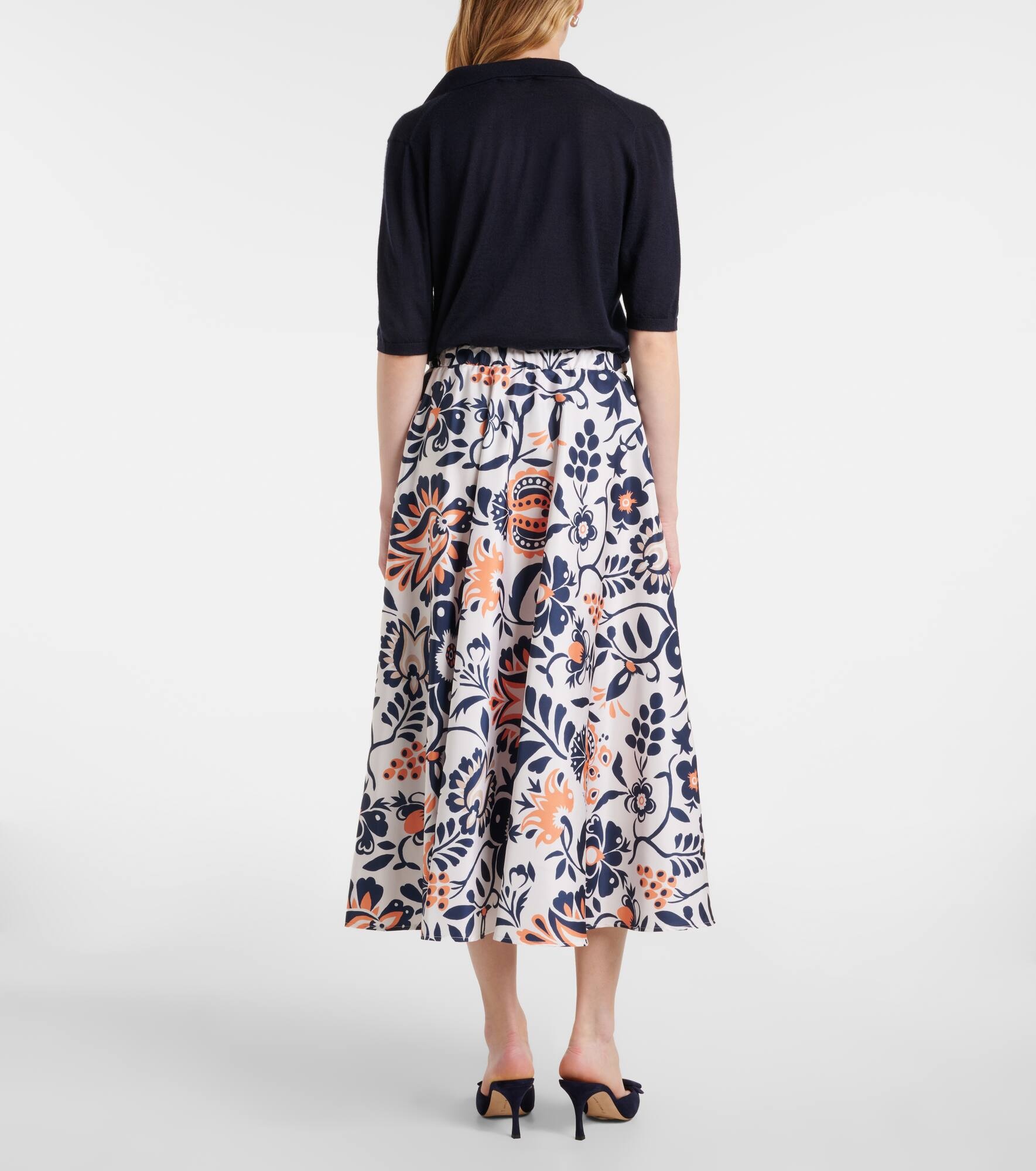 Printed satin midi skirt - 3