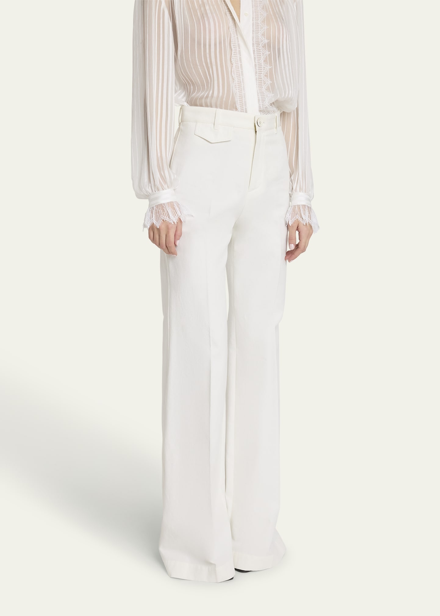High-Rise Wide-Leg Cotton Pants - 4