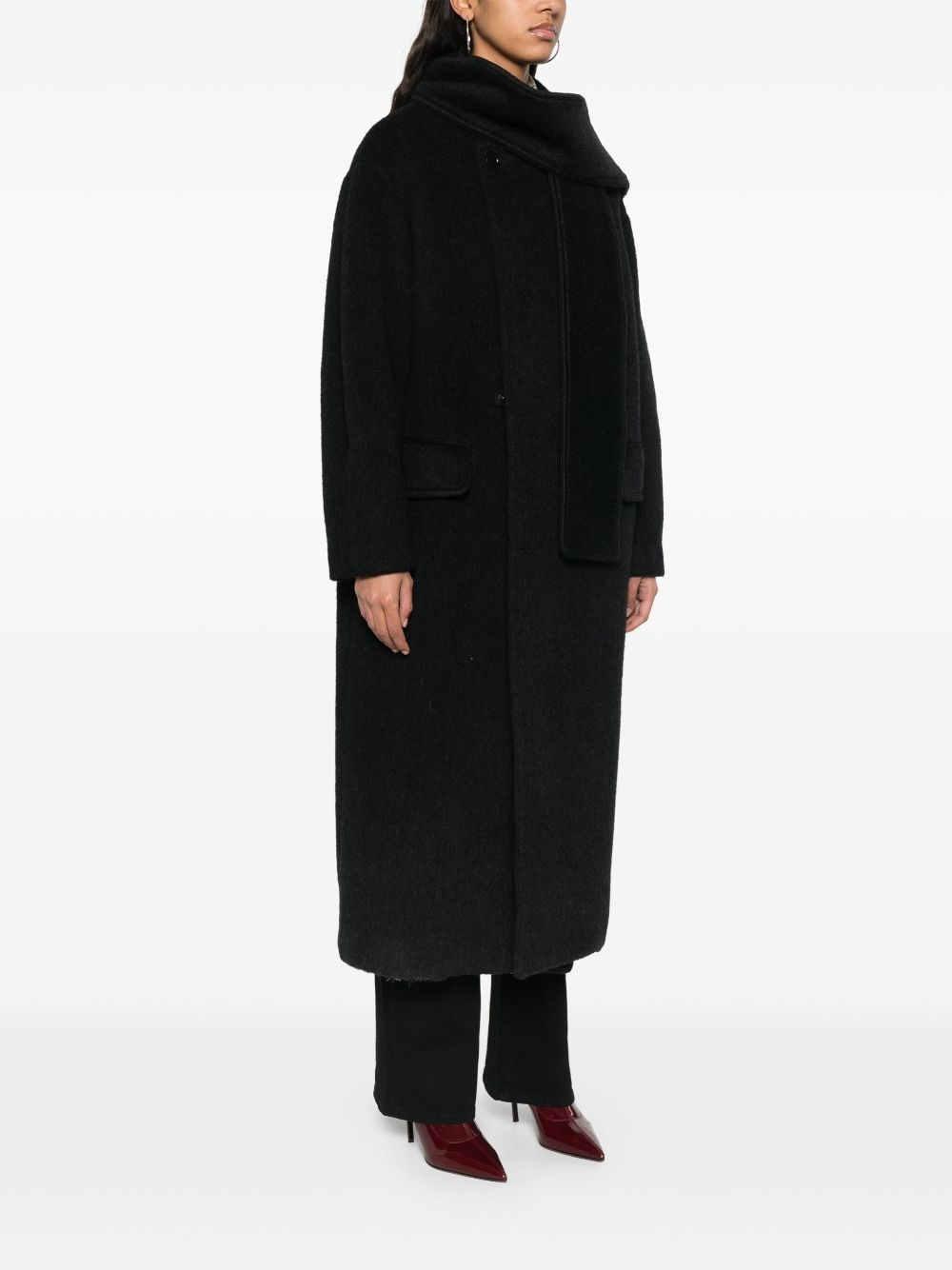 scarf-detailing coat - 3