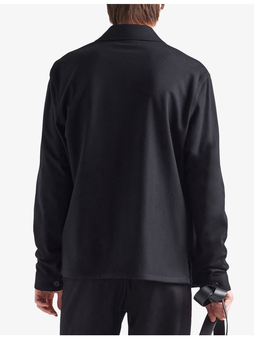 Logo-Patch Long-Sleeve Wool-Cashmere Shirt - 4