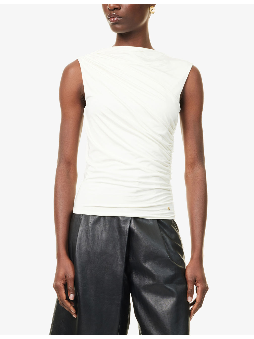 Lucia Ruched Stretch-Woven Top - 3