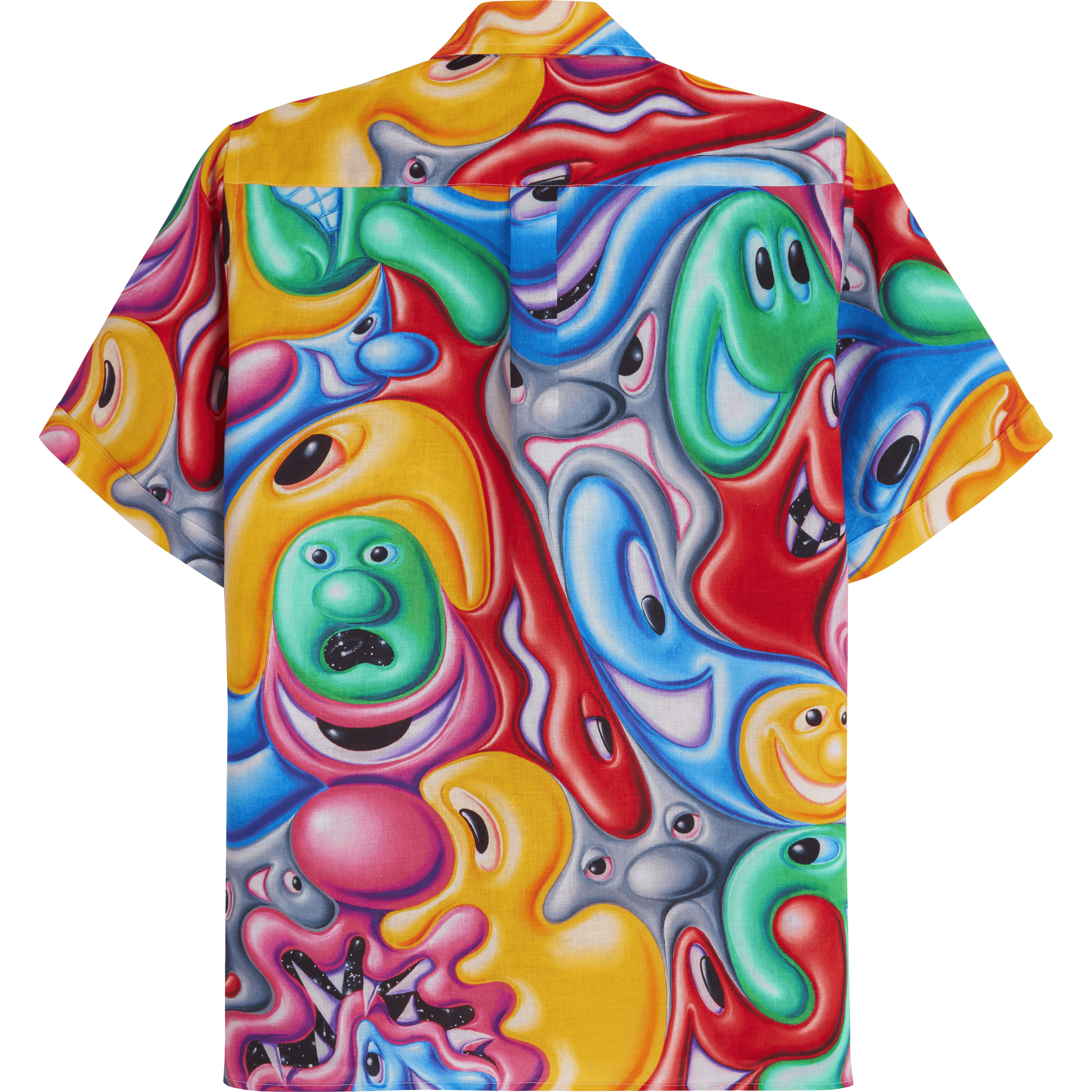 Men Linen Bowling Shirt Faces In Places - Vilebrequin x Kenny Scharf - 2