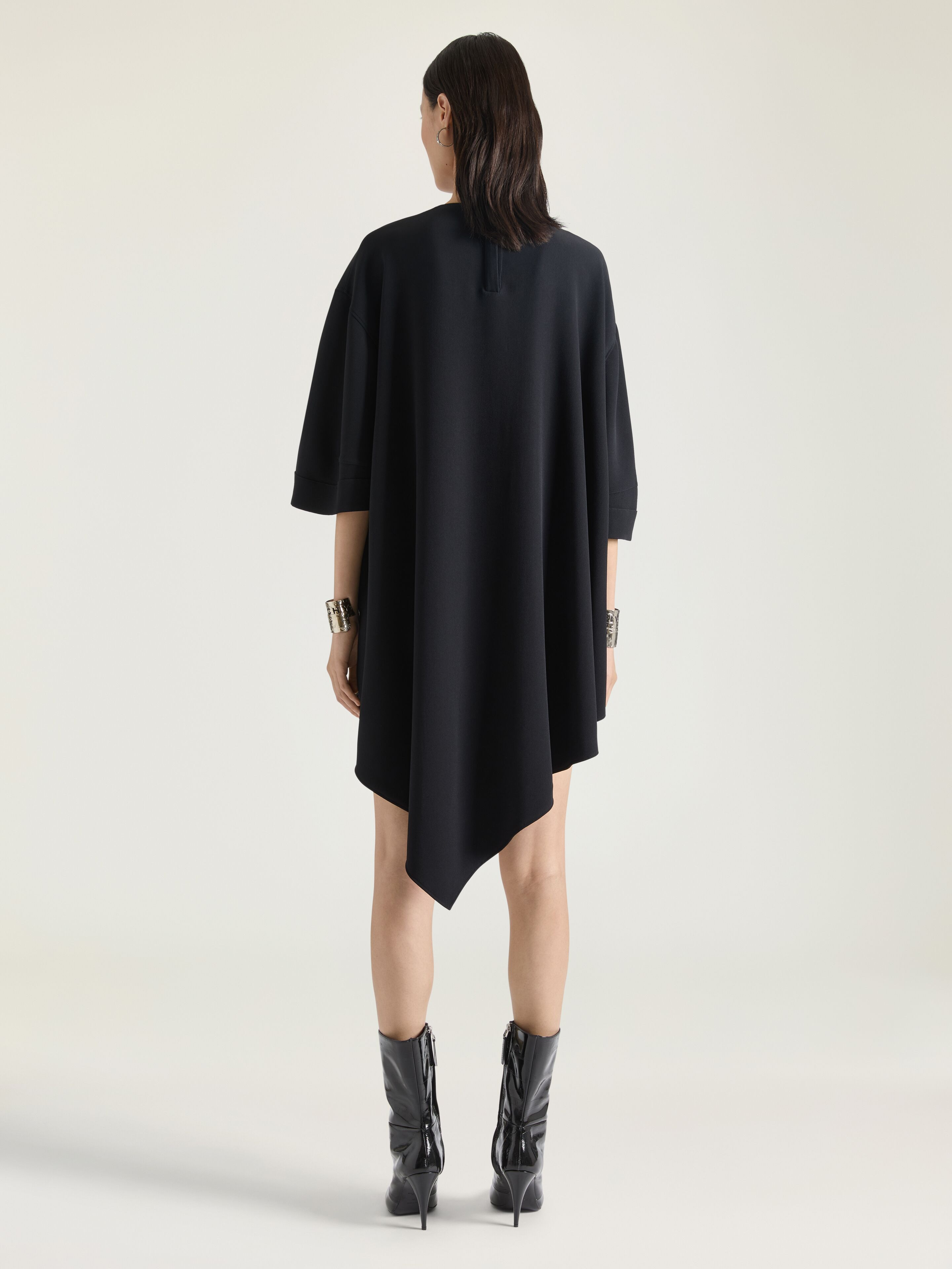 ASYMMETRIC DRESS IN CREPE CADY WITH BOW DETAIL - 3