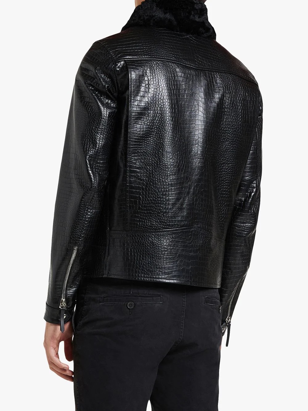 Deven crocodile-print leather jacket - 4