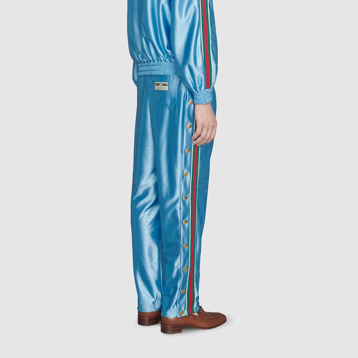 Shiny jersey jogging pant with Web - 4