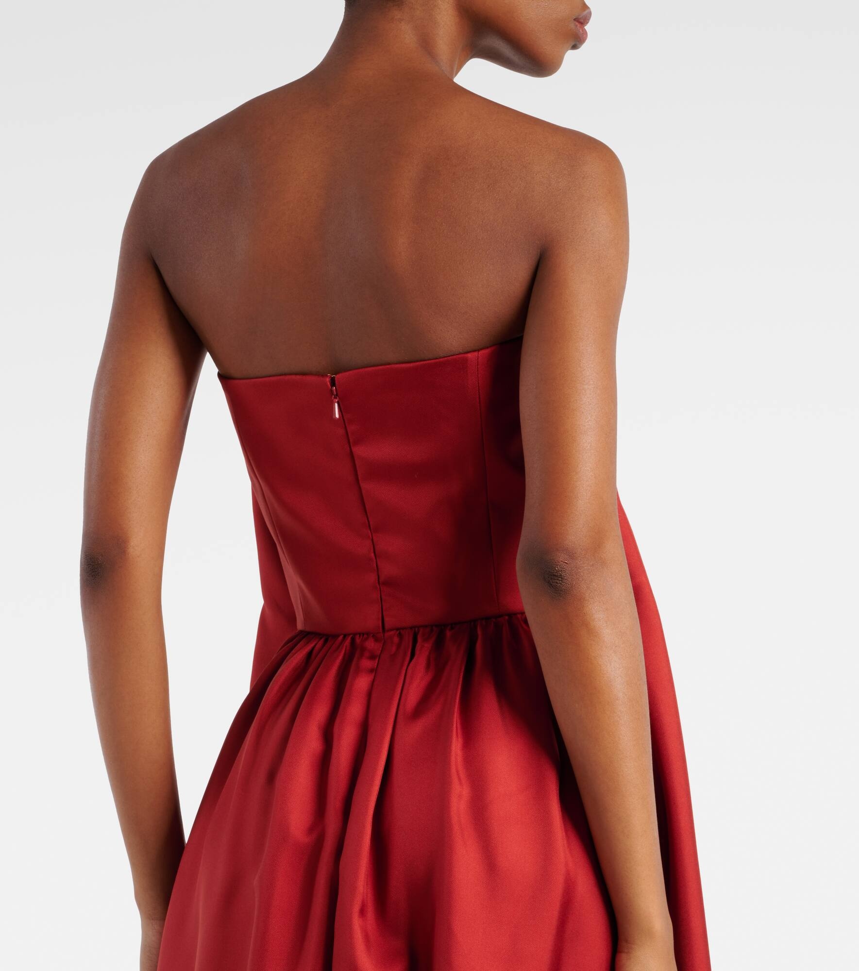 Edda pleated strapless silk maxi dress - 7