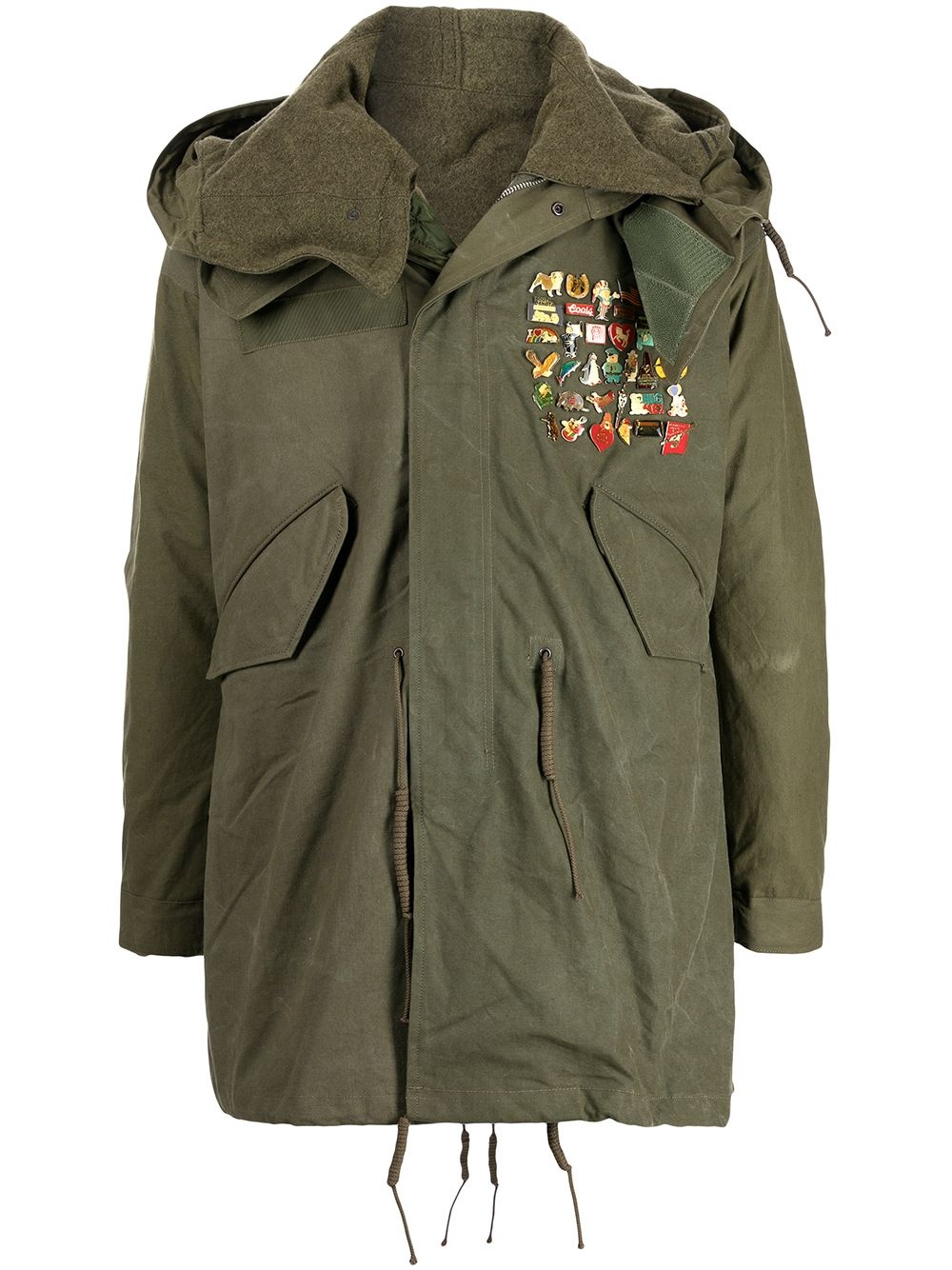 pin-embellished fishtail parka - 1