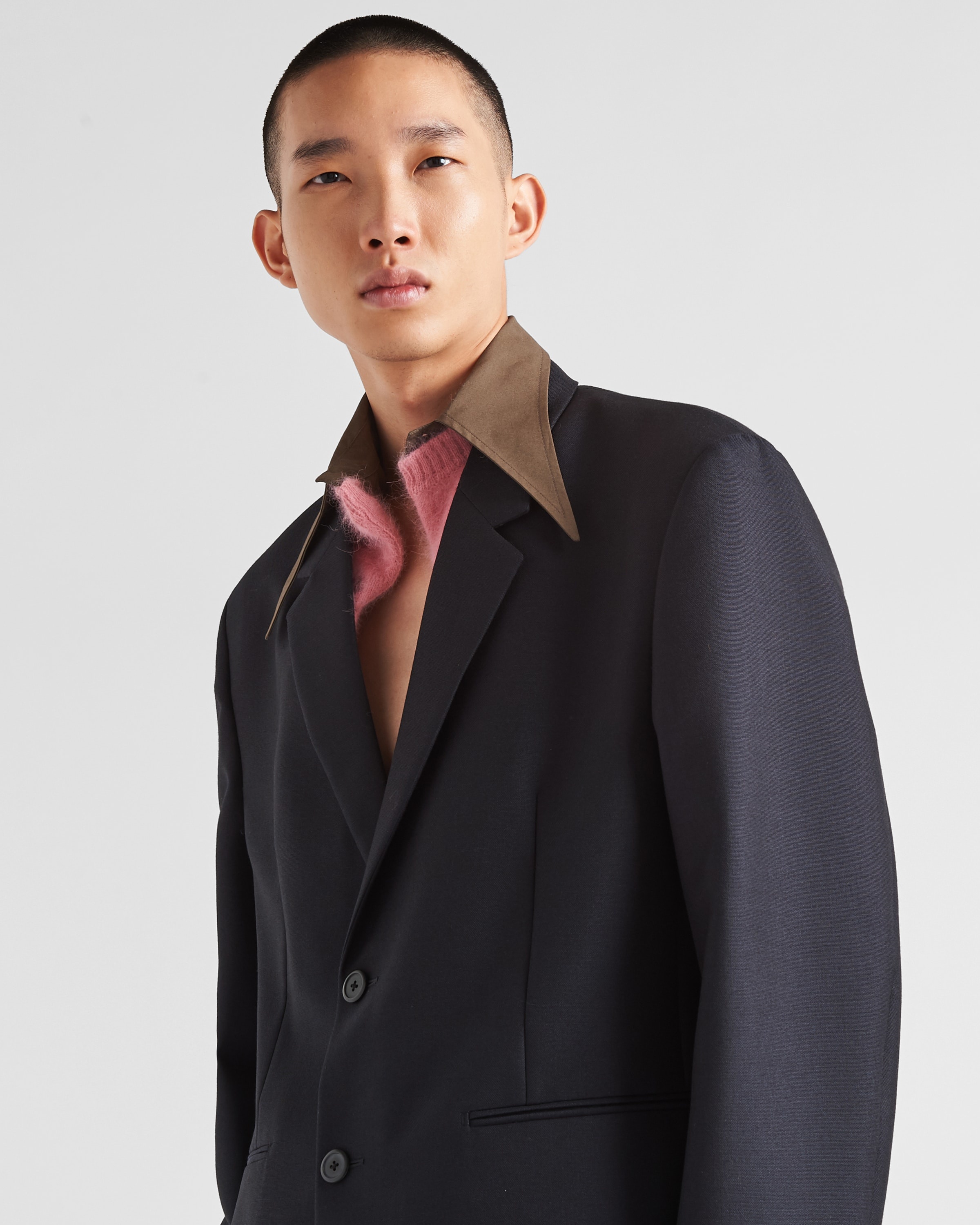 ジャケット PRADA SINGLE-BREASTED WOOL AND MOHAIR JACKET Mohair blazer in grey - Prada | Mytheresa