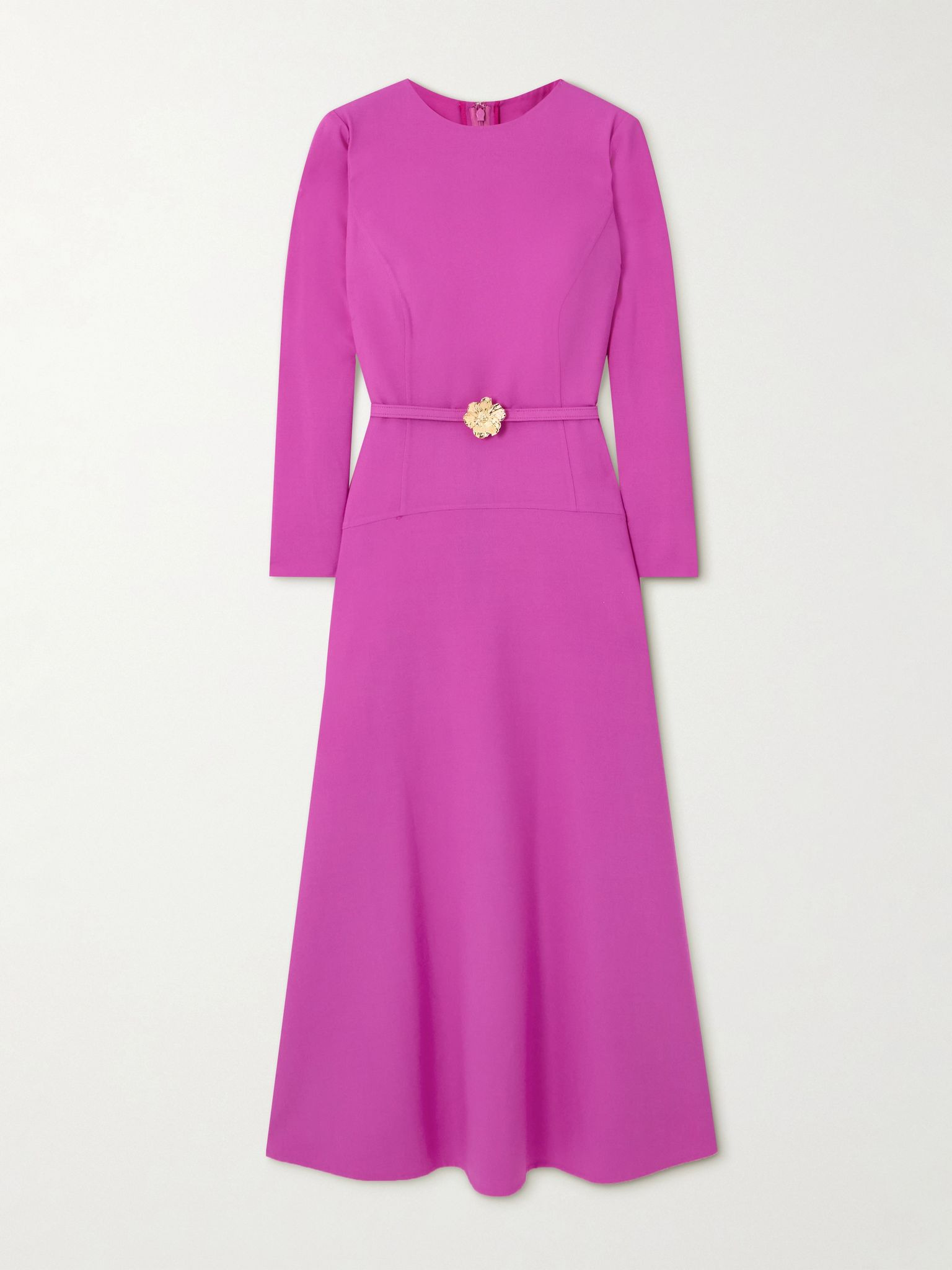 Belted wool-blend midi dress Pink - 1