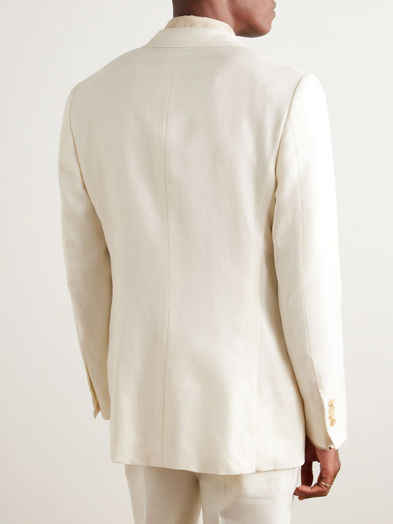 Irving Slim-Fit Unstructured Wool, Silk and Linen-Blend Twill Suit Jacket Ivory - 3