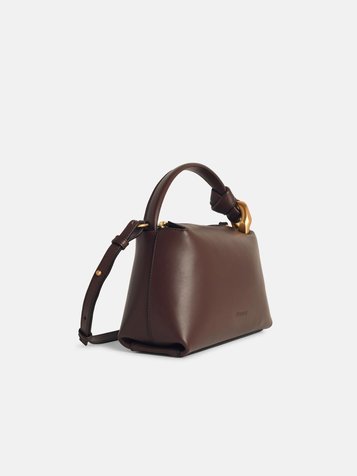 'CORNER' SMALL BROWN LEATHER BAG - 2