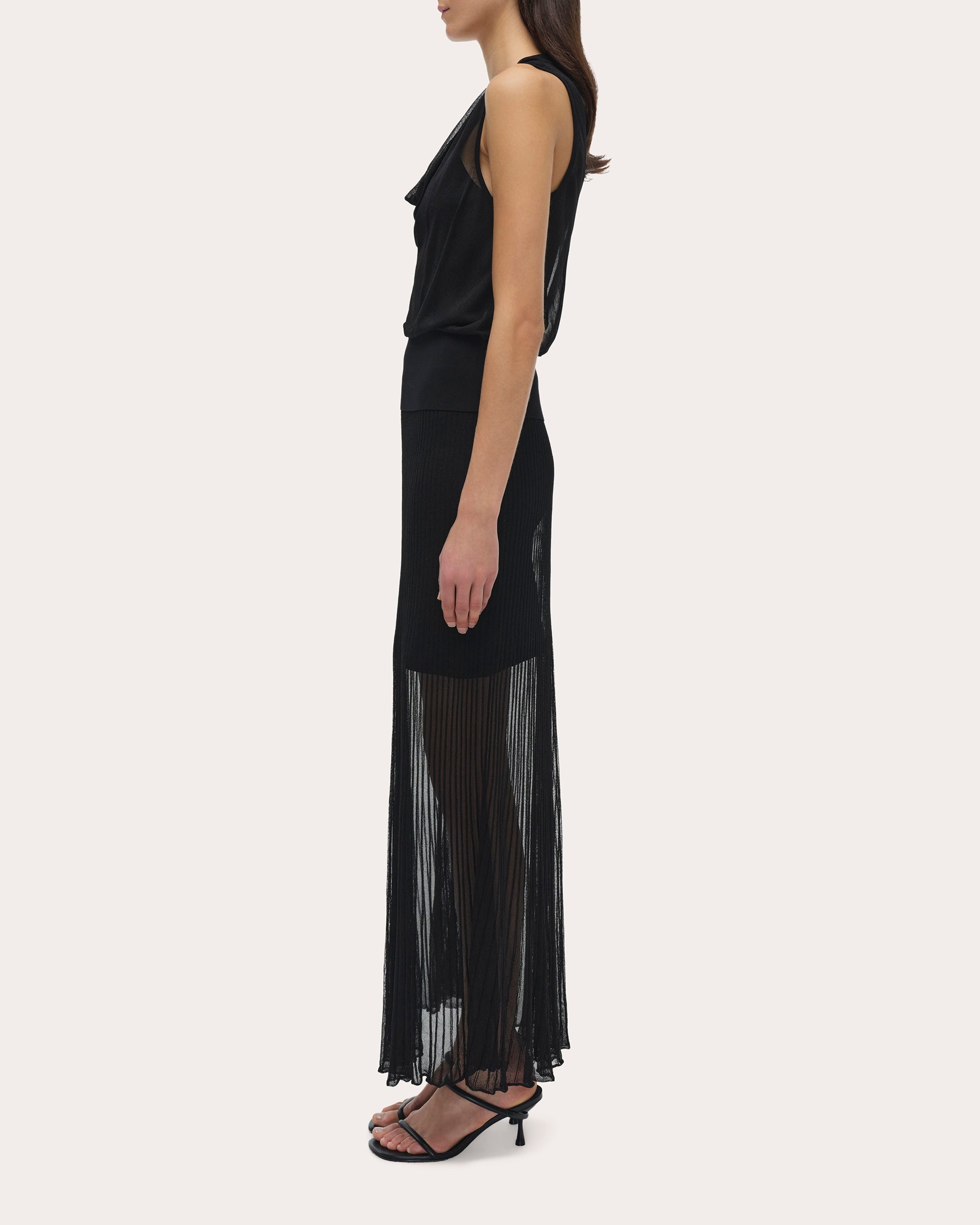 Carmina Sheer Knit Cowl Neck Tank - 3