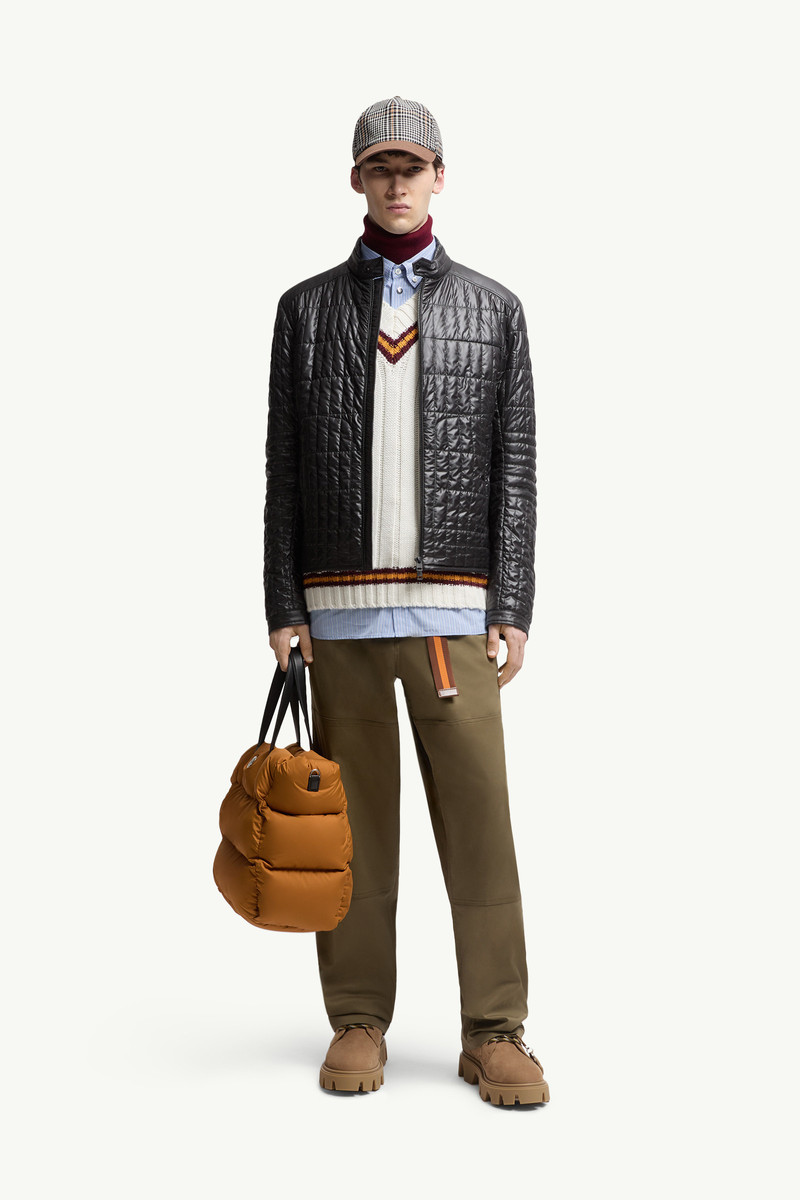 Moncler Lasne Vertical-Quilted Padded Biker Jacket outlook