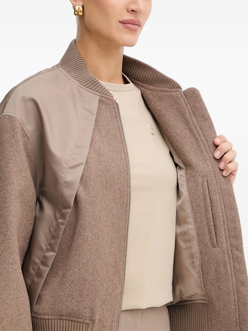 wool-paneled bomber jacket - 3