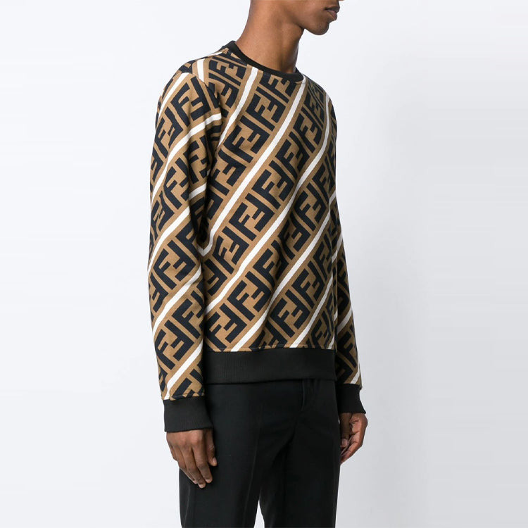 Men's FENDI Logo Cotton Colorblock Sports Brown FY0944A7A9F13J3 - 4