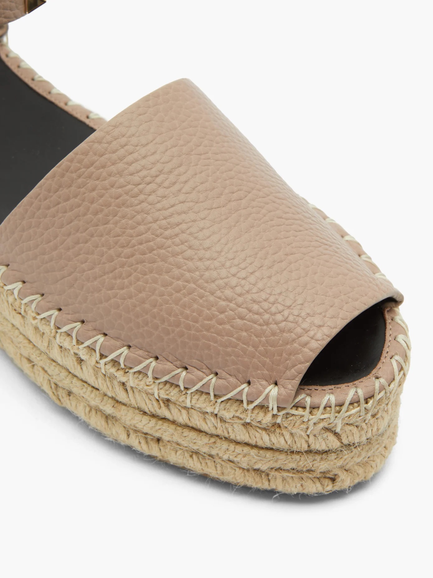 Rockstud leather flatform espadrille sandals - 6