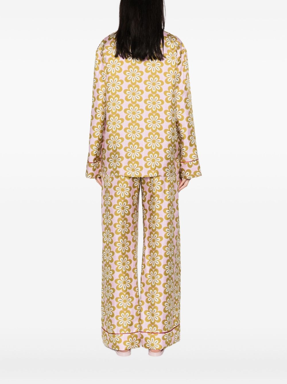 floral-print piped-trim shirt - 4