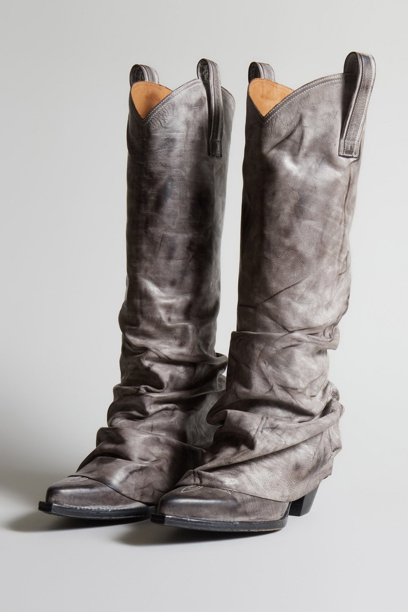 MID COWBOY BOOTS WITH SLEEVE - DISTRESSED GREY LEATHER 1