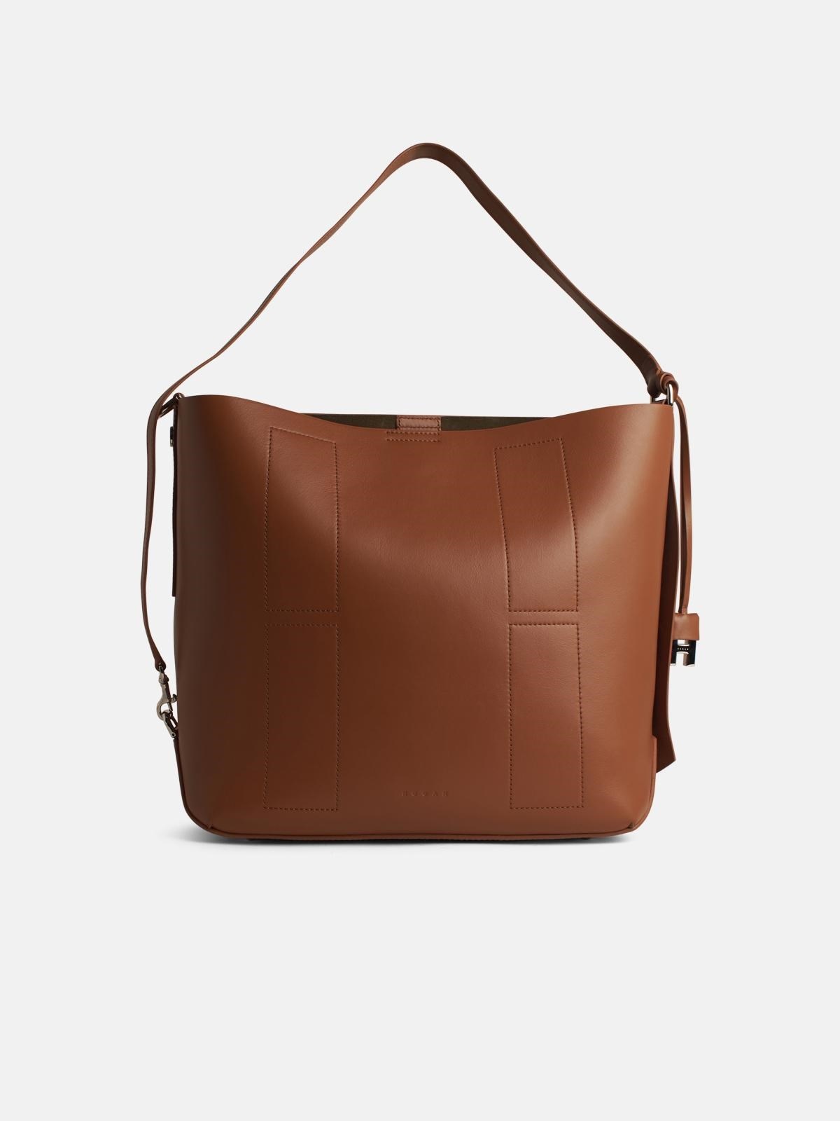 'H01' BROWN LEATHER CROSSBODY BAG - 1