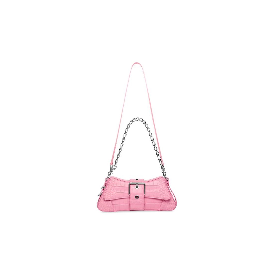 Women's Lindsay Small Shoulder Bag With Strap Crocodile Embossed in Light Pink - 4