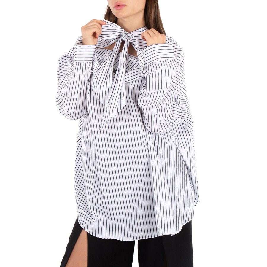 Balenciaga Pinstripe Knotted Shirt - 2