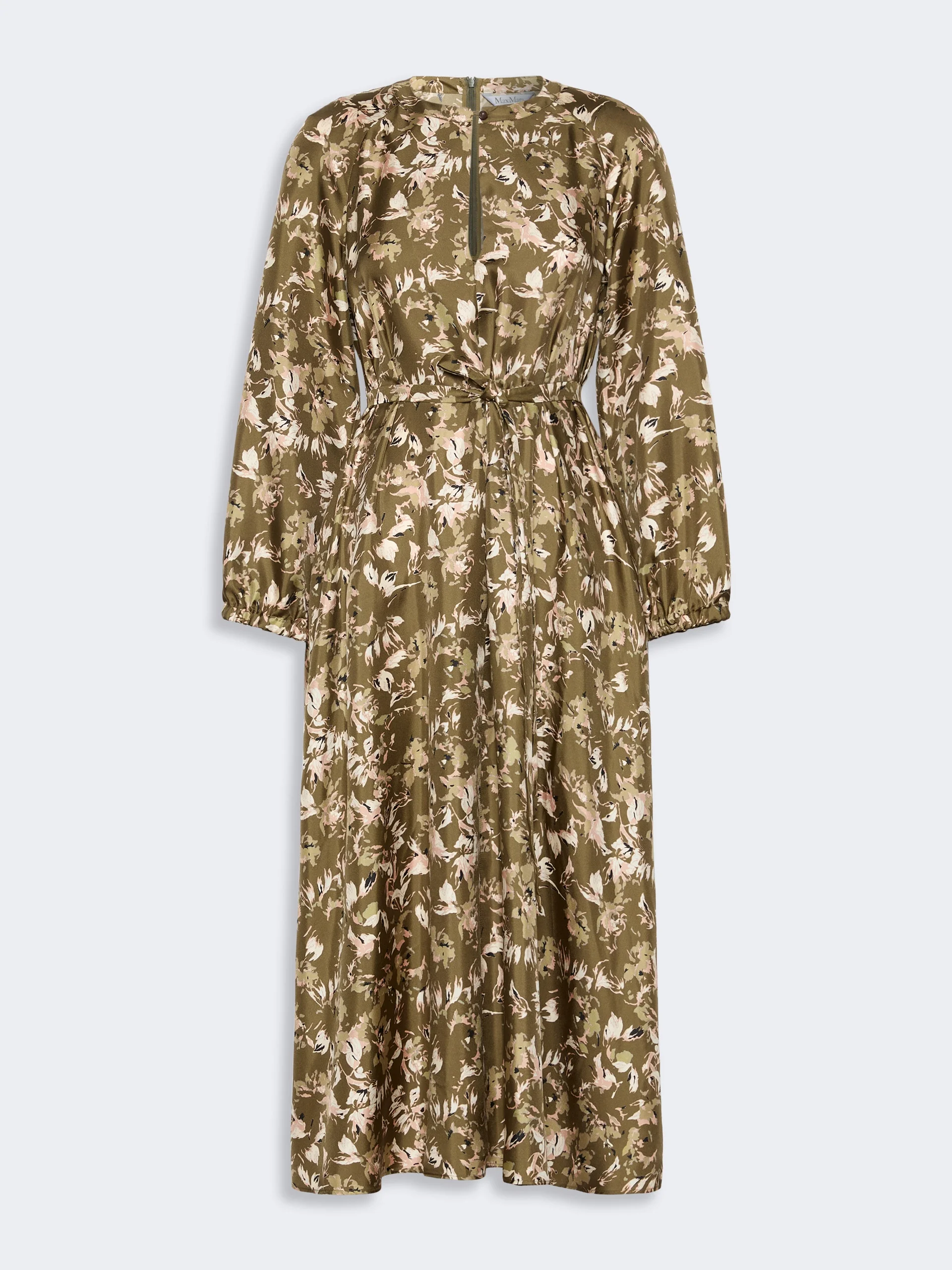 COCCOLE Printed silk twill dress - KAKI - 1