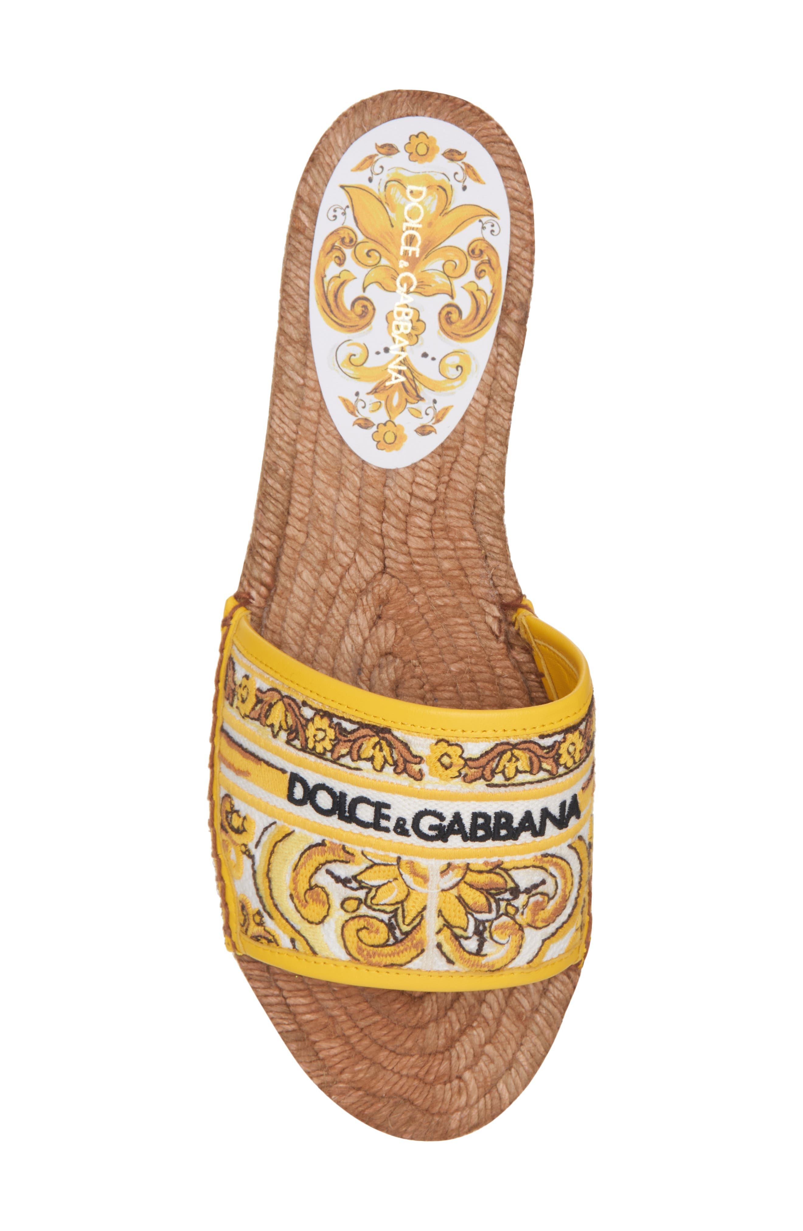 Dolce&Gabbana Majolica Print Espadrille Slide Sandal in Multicolor/Sole at Nordstrom - 5
