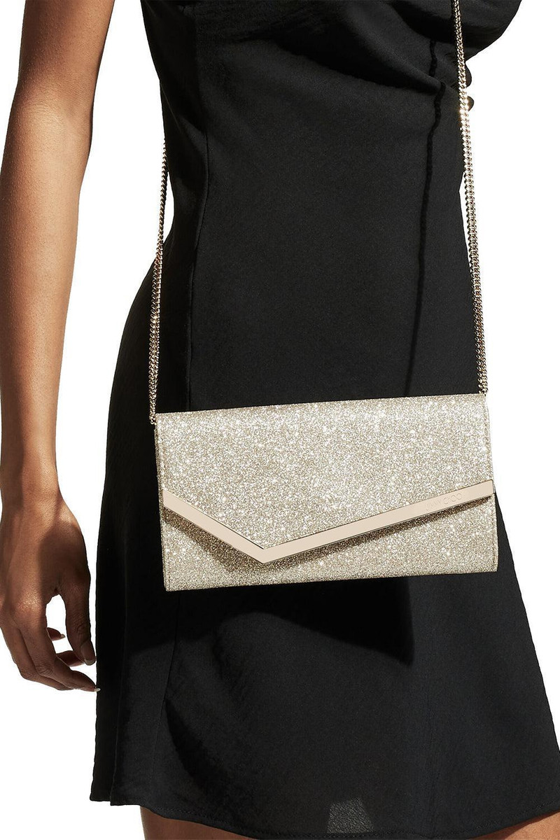 JIMMY CHOO Emmie Glitter Clutch - Platinum Ice outlook