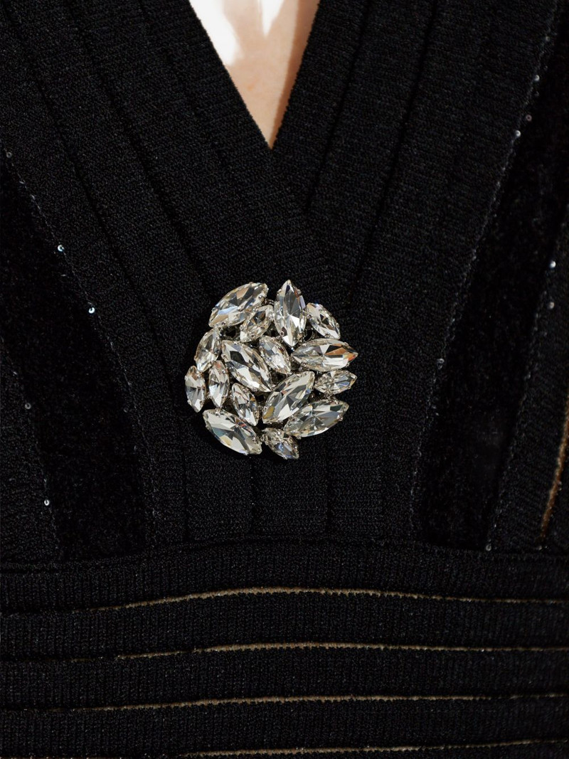 embellished-chest V-neck dress 5