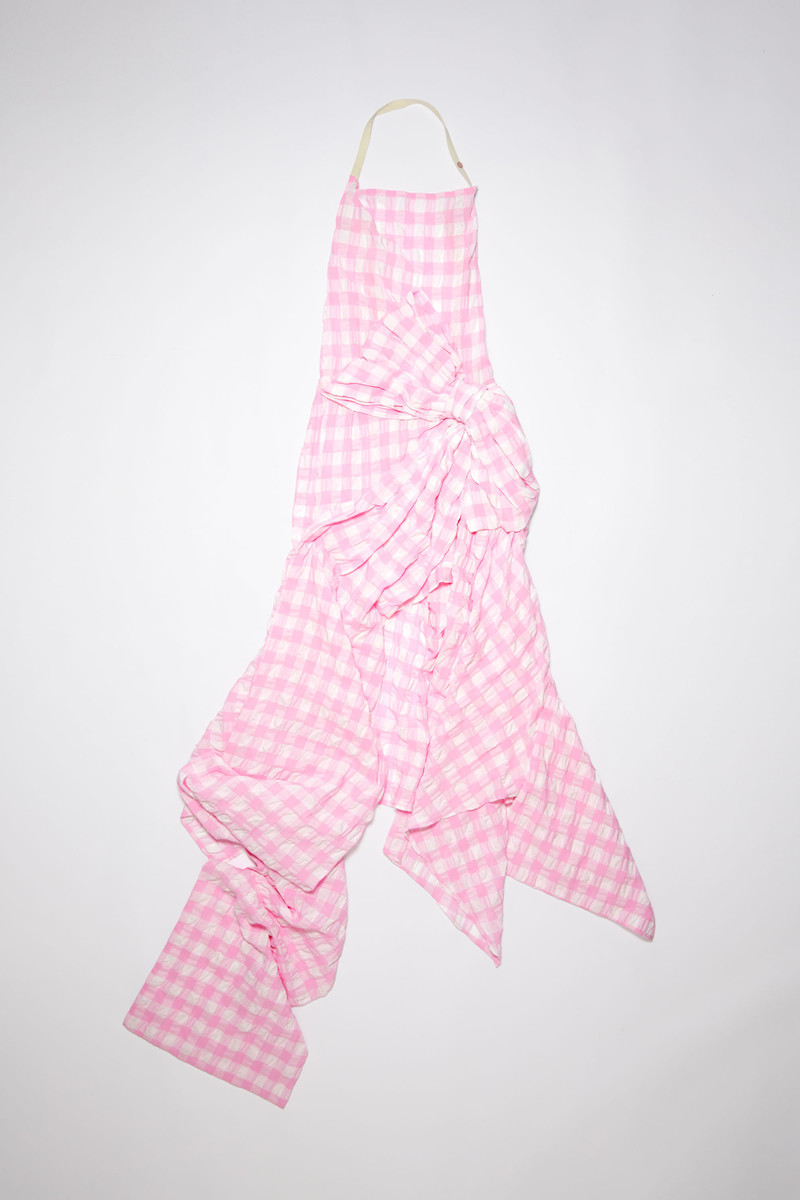 Gingham 활 드레스 - 핑크 - 1