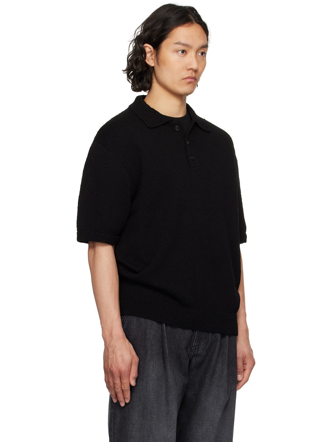 Black Knit Polo - 2