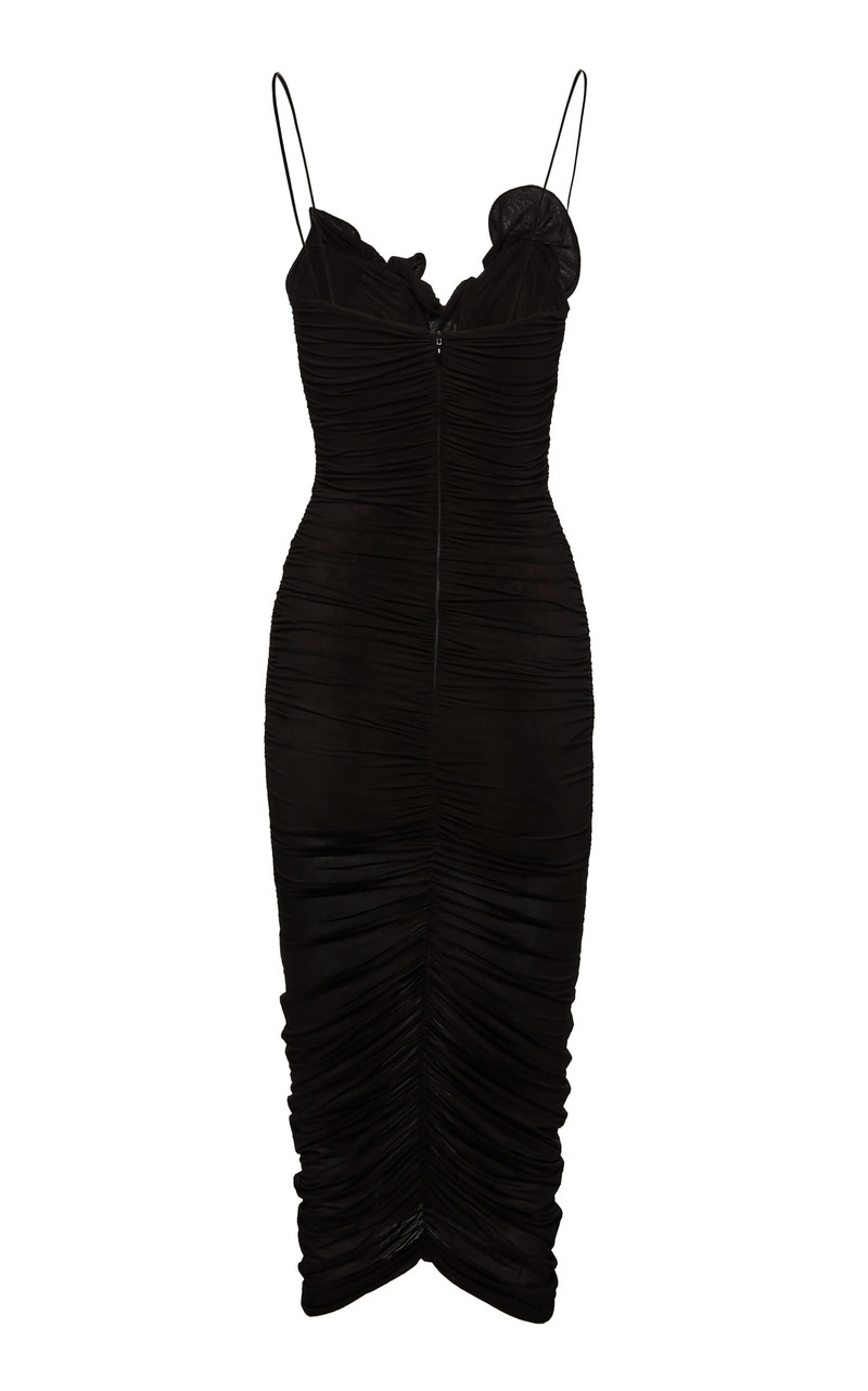 Ruffled Bodycon Midi Dress black 3