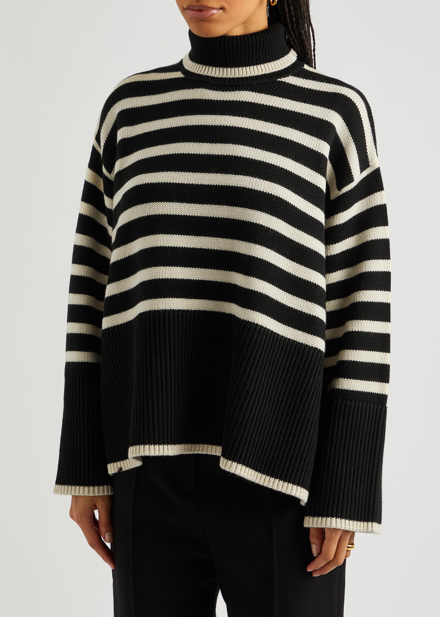 Striped roll-neck wool-blend jumper - 2