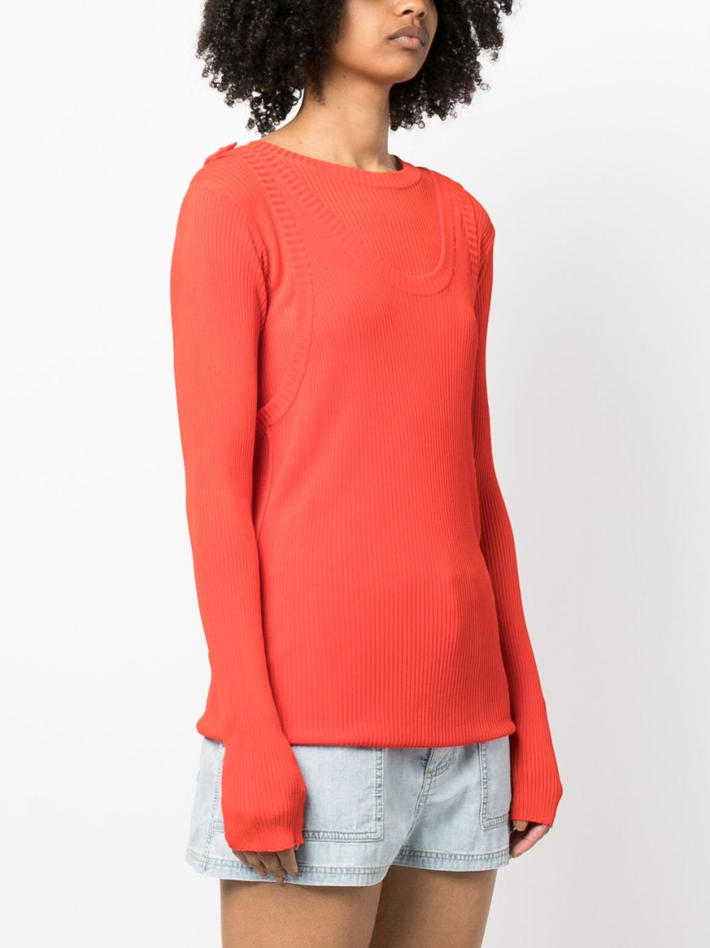 layered-effect ribbed-knit jumper - 3