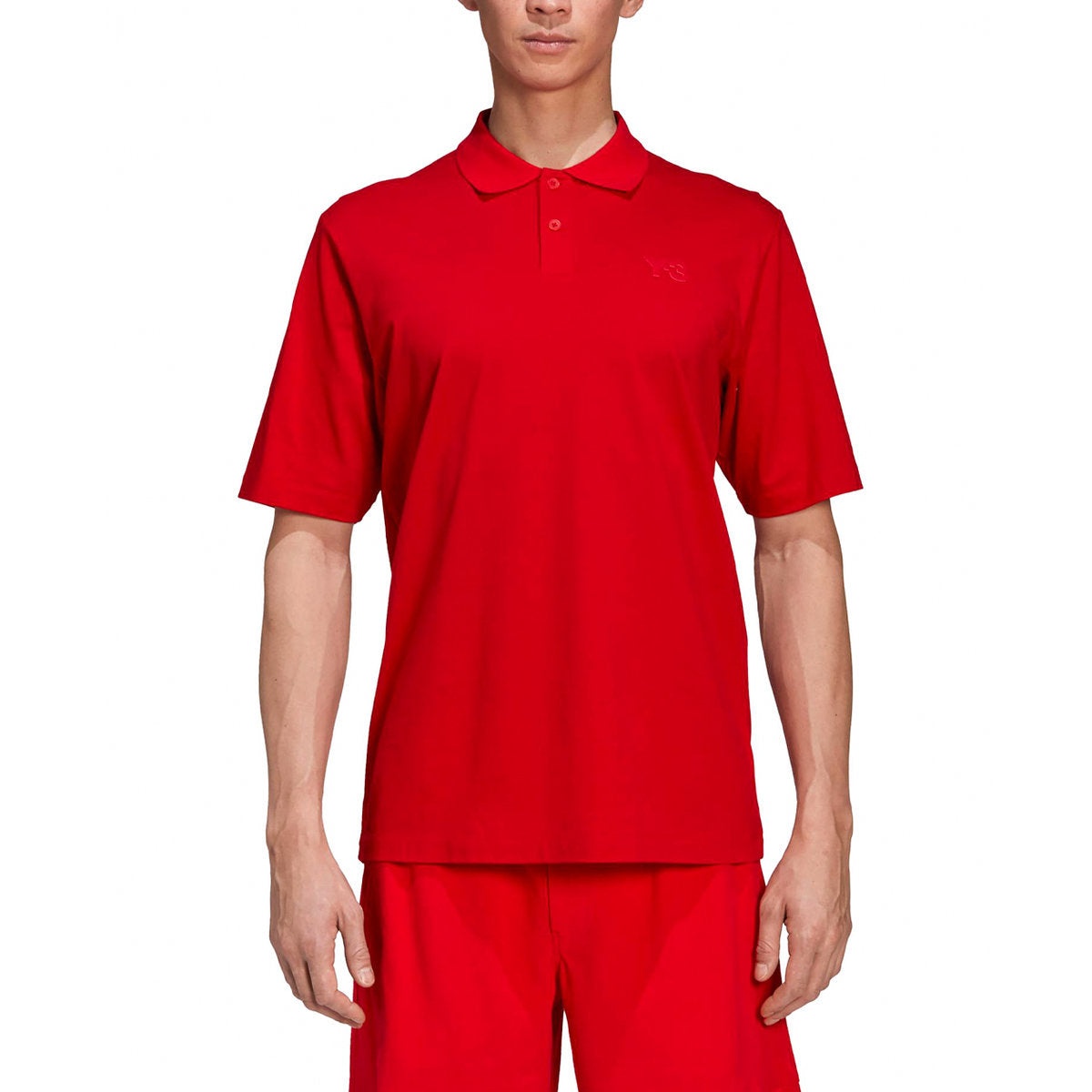 Men's Y-3 Logo Short Sleeve Polo Shirt Red GV4249 - 4