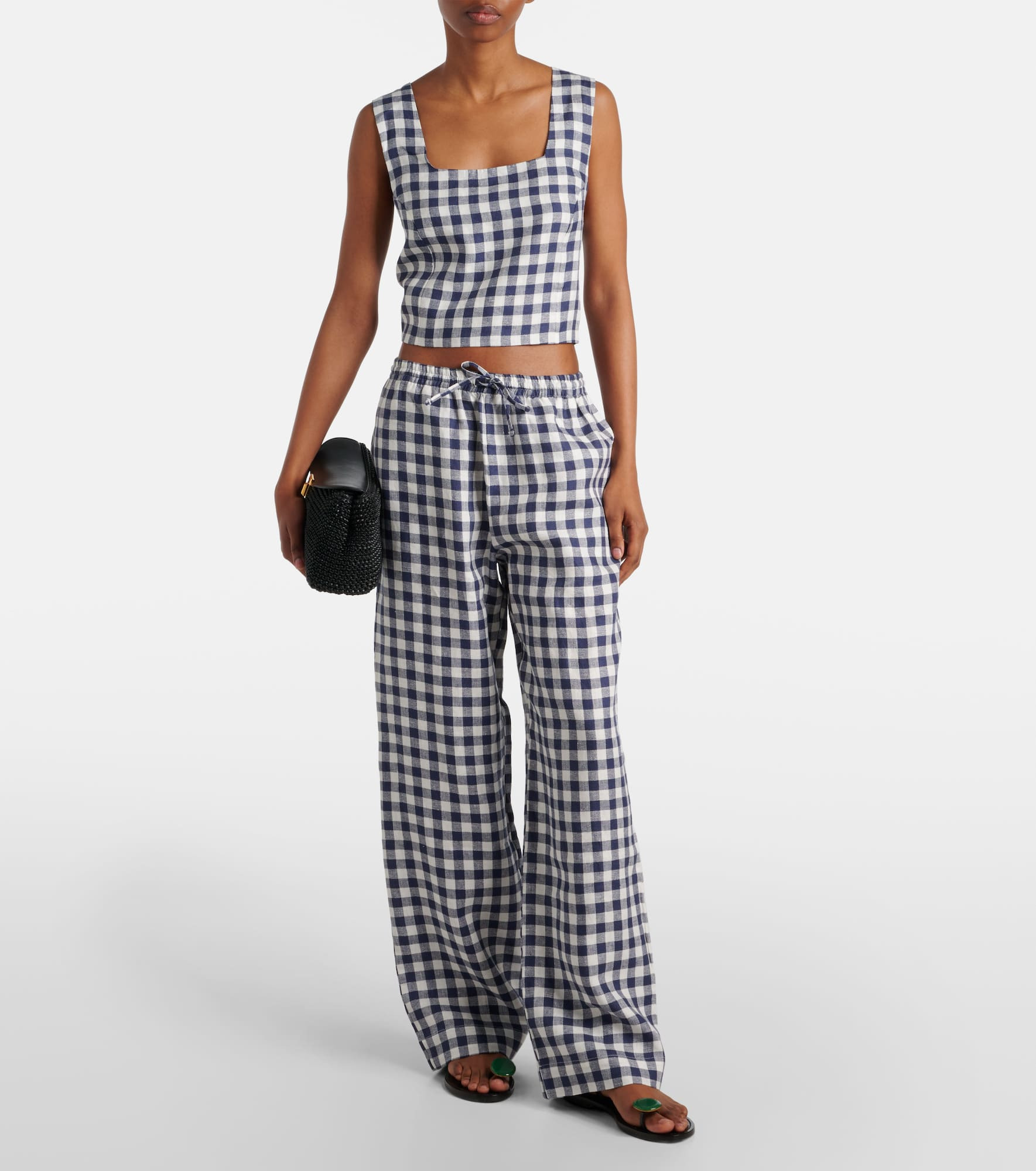 Cozumel gingham linen crop top - 2