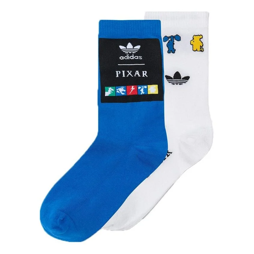 adidas originals Casual Breathable Sport Socks 2 Pairs Blue / White HE3088 - 1