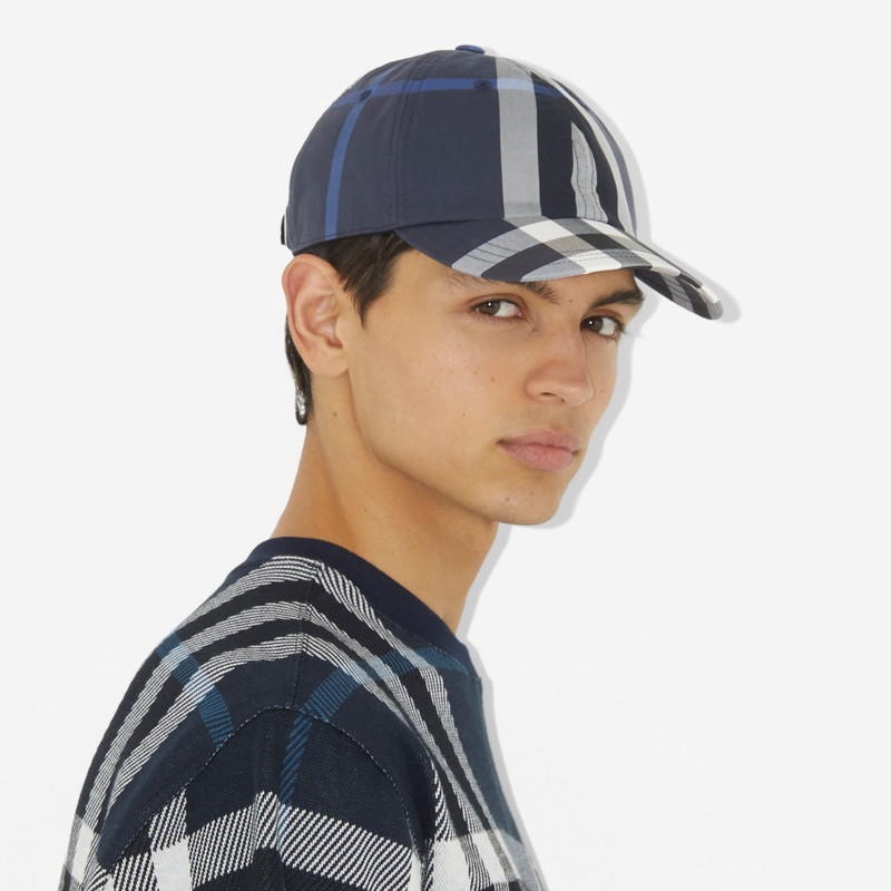Check Cotton Blend Baseball Cap 4